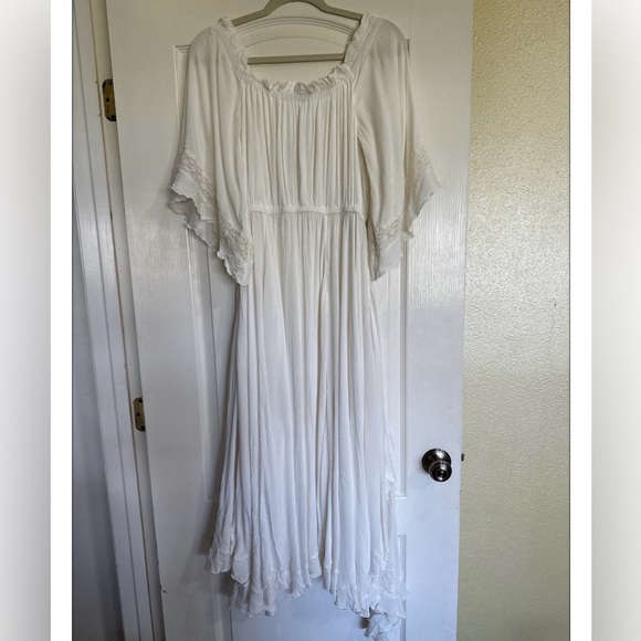 Free People Beach Bliss Maxi Dress Ivory Boho Cottagecore Peasant NWT Sz S - Picture 9 of 15